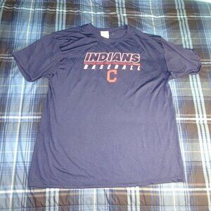 MLB Cleveland Indians Blue Athletic Shirt Size X-Large
